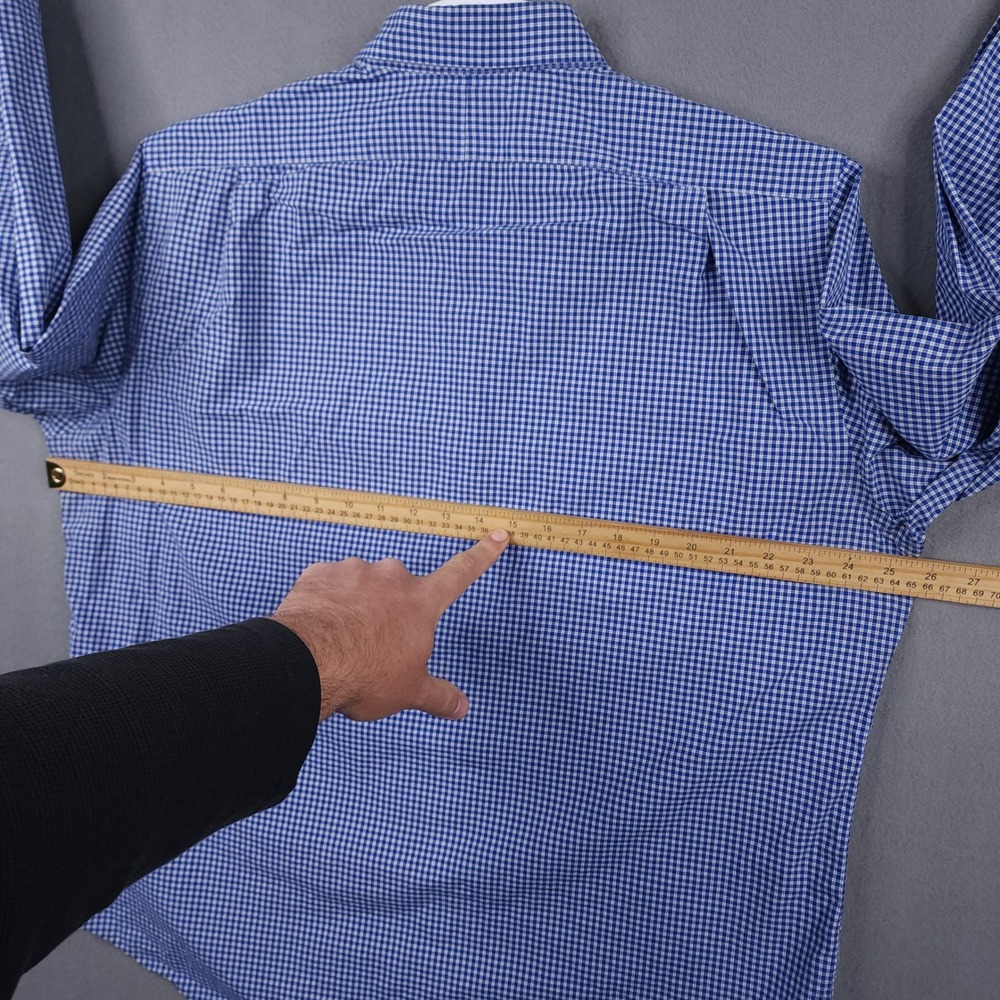 Polo Ralph Lauren Mens XL 120s Poplin Blue White Gingham Check Button Down Shirt - Picture 6 of 10